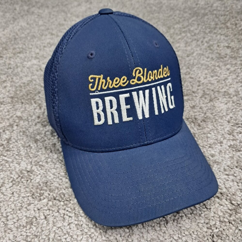 Three Blondes Brewing Co. Baseball Hat Flex Fit Band Blue Large/X-Large
